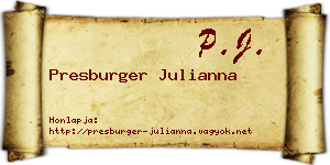 Presburger Julianna névjegykártya